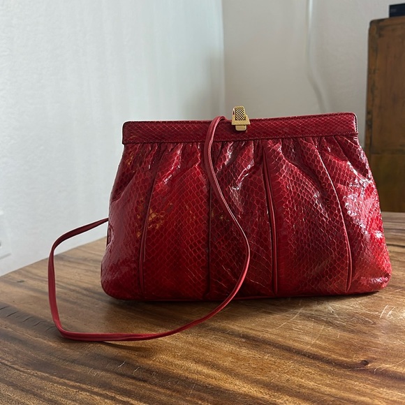 Handbags - Beautiful Red Snakeskin Purse